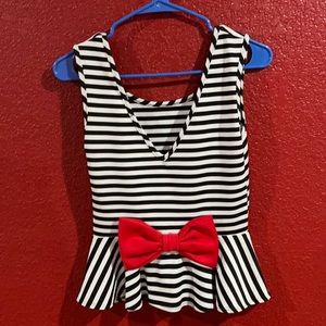 Black / white w/ red bow / never worn
